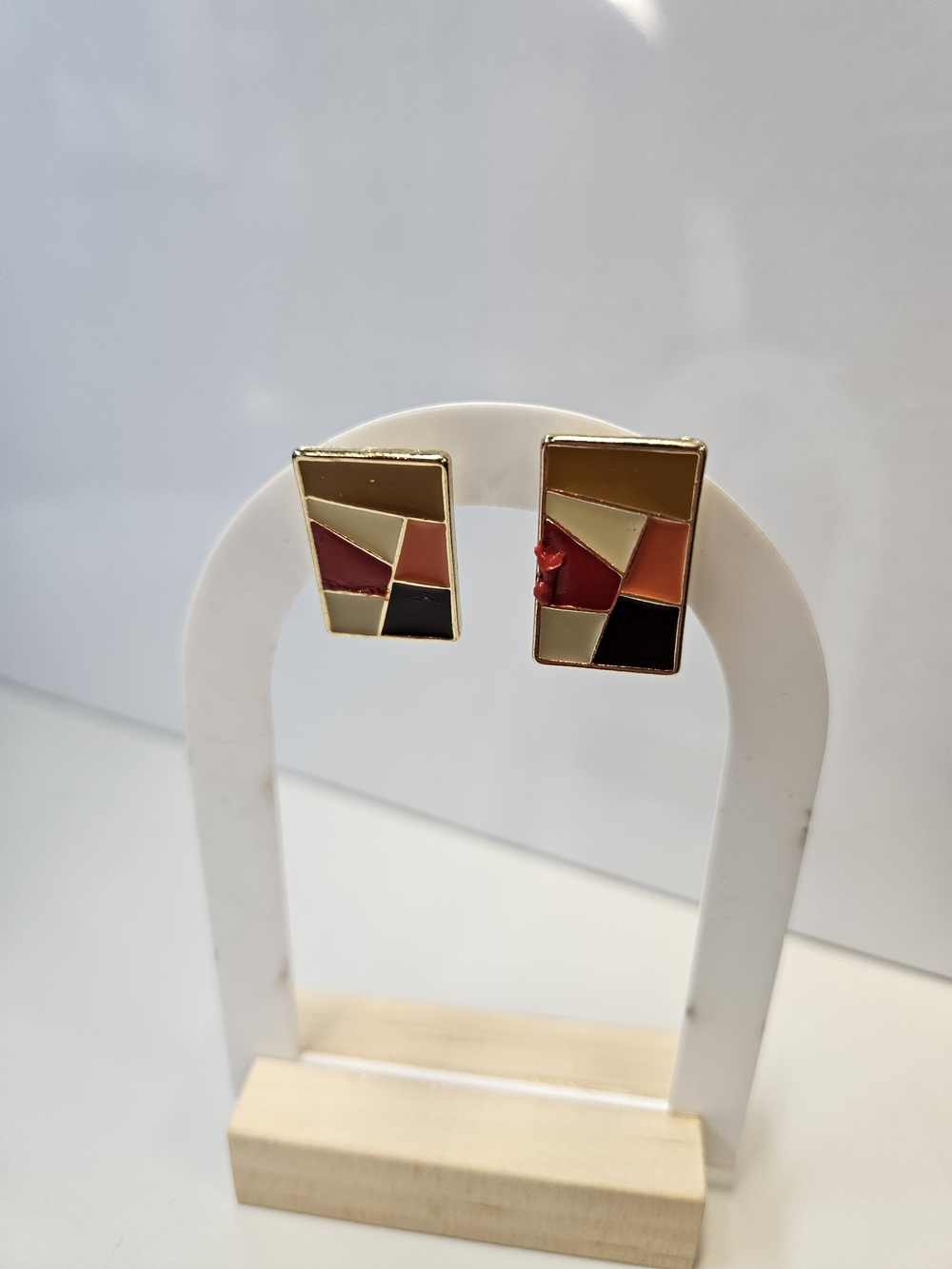 Enamel Geometric Rectangle Stud Earrings in Multicolor